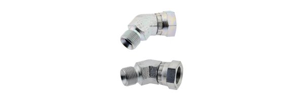 Einschraubwinkel 45° mit Zollgewinde (60° Universaldichtkegel), bis 350
