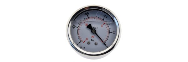 Glycerinmanometer waagerecht Ø 63 mm, Edelstahl / Messing, Eco-Line