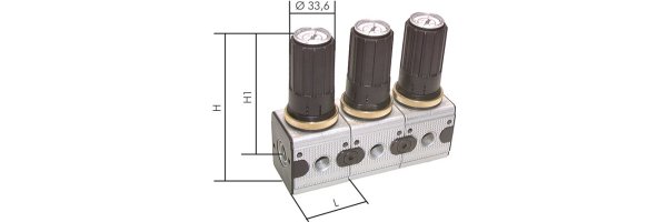 Manometerregler mit durchgehender Druckversorgung - Multifix, bis 2250 l/min