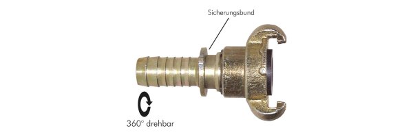 Kompressorkupplungen mit Schlauchtülle & Sicherungsband, drehbar (ähnlich DIN 3489), 42 mm