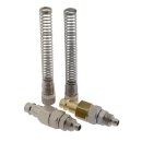 Kupplungsstecker NW5 mit Schlauchanschluss 6 x 4 mm, Überwurfmutter, Knickschutz Messing