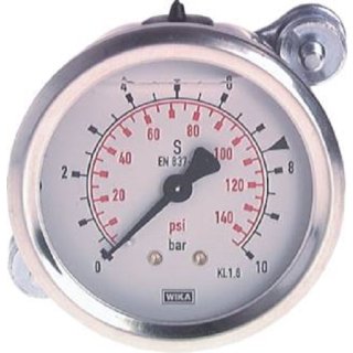 Glycerin-Einbaumanometer, 3kt- Frontring, 63mm, -1 bis 0,6 bat