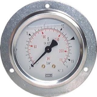 Glycerin-Einbaumanometer, Frontring, 63mm, -1 bis 9 bar