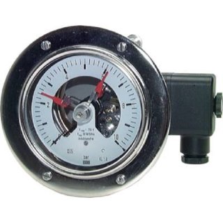 Kontaktmanometer (CrNi/Ms), waager., 160mm, -1 bis 1,5 bar