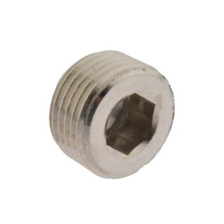 Verschlussstopfen ohne Bund mit Innensechskant R 1/4", 16 bar Messing vernickel