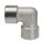 90°-Winkel mit Innengewinde beidseitig G 1/2", 16 bar Messing vernickelt