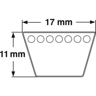 17 x 11 x 1372 Li ummantelt V-Belt DIN 2215 Klassischer Keilriemen Profil B 