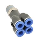 IQS Mehrfachverteiler 4-Fach-Verteiler Außengewinde R 1/4“ – R 1/8“ IQS Standard