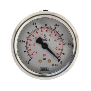 WIKA Glycerinmanometer waagerecht Ø 63 mm, Edelstahl / Messing Manometer Robust