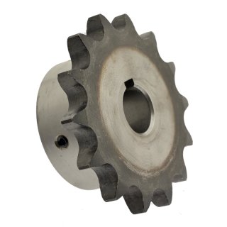 Kettenrad mit einseitiger Nabe ISO 08B-1 Zähnezahl 12 Bohrung H7 22mm Nut Gewinde