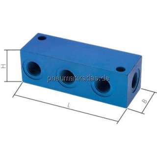 Verteilerleiste 4 x G 1/2", Aluminium