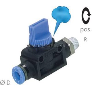 3/2-Wege-Absperrventil R 1/4"- 12mm, Schlauchseite entlüftend